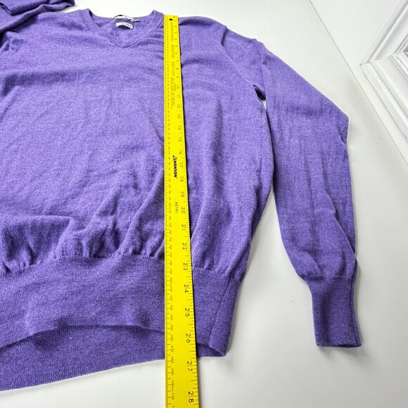 Peter Millar Sweater Men M Extra Fine Italian Merino Wool V-Neck Purple Pullover - Picture 8 of 12